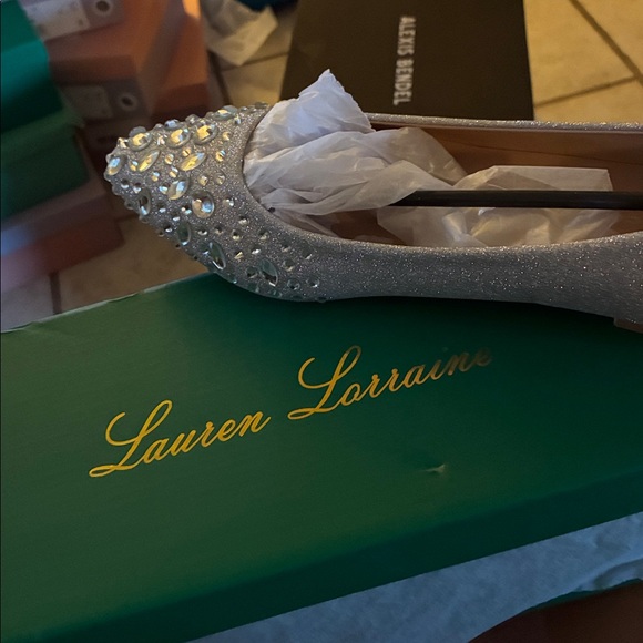 Lauren Lorraine Glittering Silver Flats - Picture 1 of 7